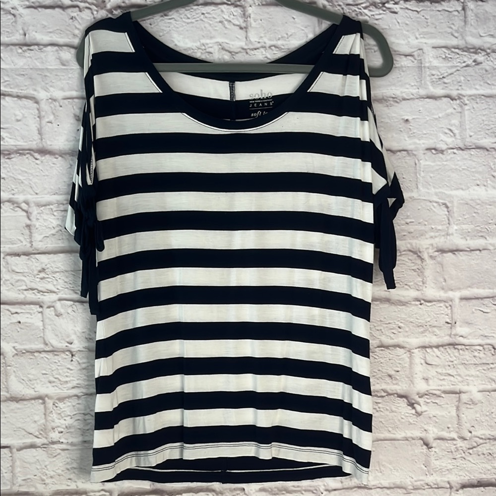 Black and White Striped Women's Top